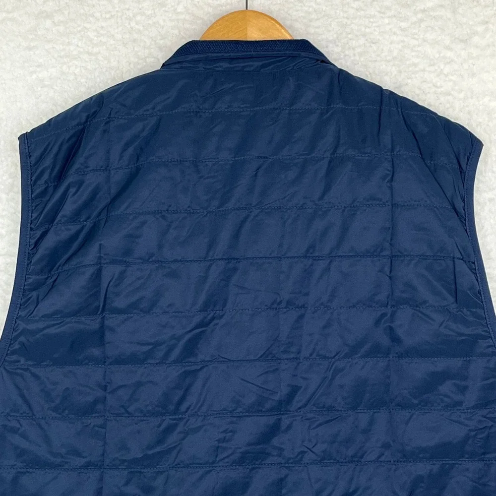 Banana Republic Mens XXL Quilted Puffer Vest Navy Blue Full Zip Mock Neck